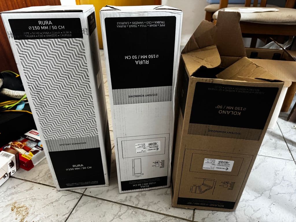 Black Stove Pipe Set Ø150 mm – 2x 50 cm + 90° Elbow